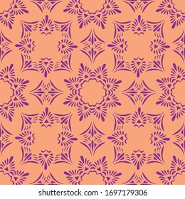 beautiful traditional seamless pattern in violet and red texture. premium vector illustration. ethnic Indian, turkish and arabic motifs.