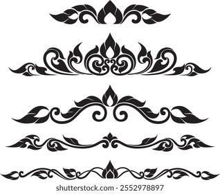 Hermosos patrones tailandeses tradicionales en formato de Vector, versátiles para tatuajes, marcas o materiales impresos.