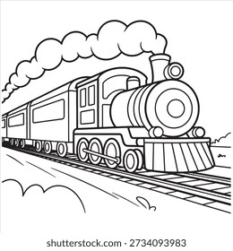 A beautiful train illustration vector line art design