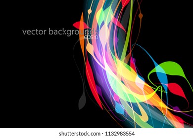 Beautiful translucent colors shape scene vector abstract wallpaper on a black backgrounds