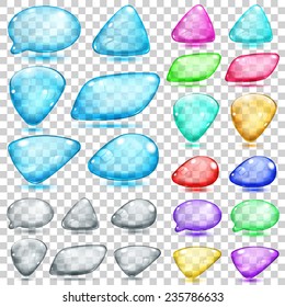 Beautiful transparent colored shapes made of glass with glares and shadows