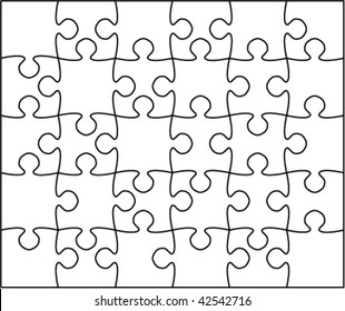 Beautiful transparent jigsaw puzzle vector 5x6