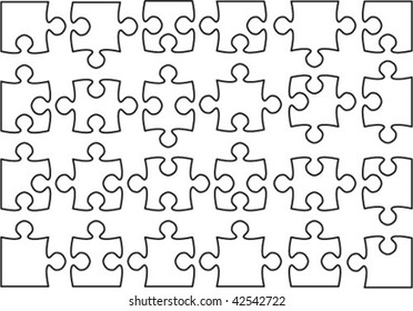 Beautiful transparent jigsaw puzzle vector, Assemble the pieces to make your own size and shape