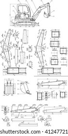 Beautiful transparent mechanical sketch vector
