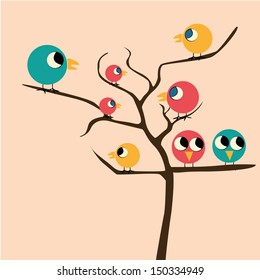 a beautiful tree with a lot of birds singing