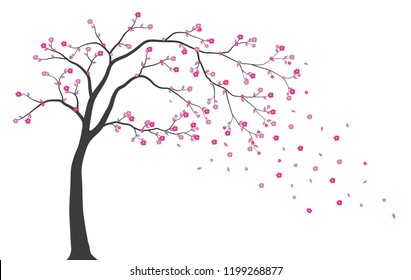 Beautiful tree branch with birds silhouette background for wallpaper sticker