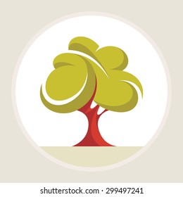 Beautiful tree - creative illustration. Abstract green oak sign. Nature object. Vector logo template. Design element. 