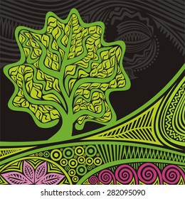 Beautiful tree green nature pattern background vector illustration