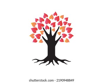 beautiful tree with heart shaped leaves vector illustrations, printable image