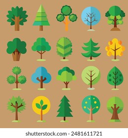 Beautiful Tree Icon Set Vector Illustration.............