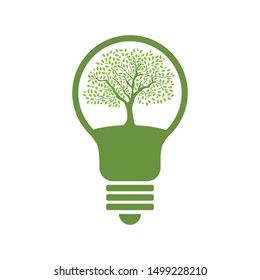 beautiful tree inside green light bulb, vector