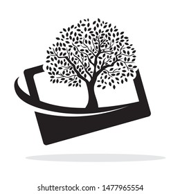 beautiful tree inside smart phone screen, vector 