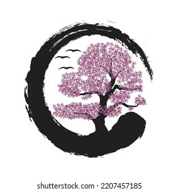 beautiful tree  inside zen symbol