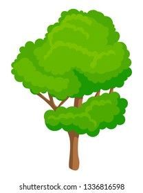 Beautiful tree isolated on white background. Vector illustration in cartoon flat style