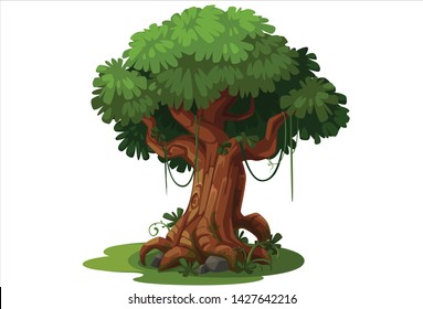 Beautiful tree for jungle theme vector illustration
