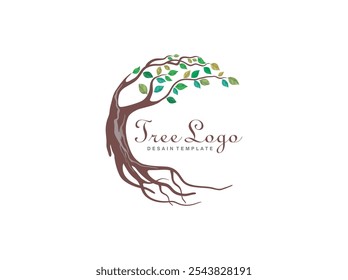 beautiful tree logo with semicircle shape