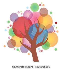 Ein wunderschöner Baum aus bunten Bläschen, der das Bild einer hellen und fröhlichen Vektor-Farbzeichnung oder -Illustration kreiert 