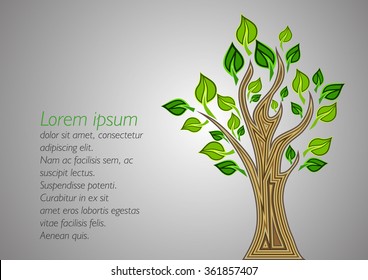 beautiful tree on a grey background. vector illustration