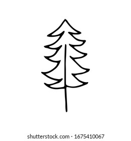 Beautiful tree on a white background. National Forest Day. The concept of conservation of nature. Doodle style black and white illustration. National arbor day. Ecology vector