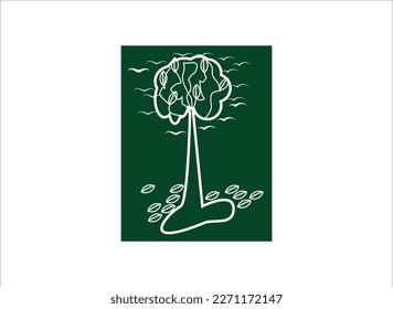 Beautiful tree on a white background. tree with green leaves and root system. color vector illustration isolated on white background.