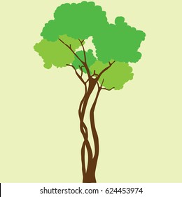 Beautiful tree on a white background, Isolated vector tree, love to protect the tree