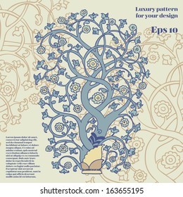 beautiful tree in orient\medieval style, vector illustration