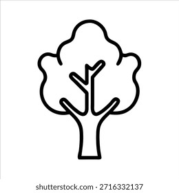 Logo hermoso del Vector del contorno del árbol en fondo blanco