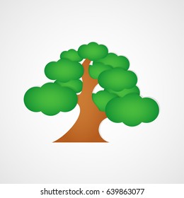 beautiful tree with paper cut style design background