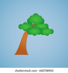 beautiful tree with paper cut style design background
