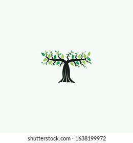 beautiful tree in the shape of the letter T with a strong trunk and leaves