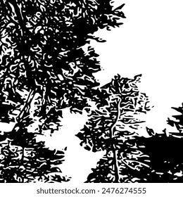 Beautiful tree shapes using as a background or texture template, black and white vector illustration
