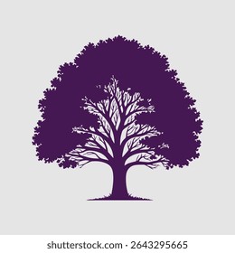 Beautiful tree silhouette vector illustration with detailed branches and foliage. Perfect for nature themes, eco designs, backgrounds, or decorative projects.