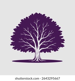 Beautiful tree silhouette vector illustration with detailed branches and foliage. Perfect for nature themes, eco designs, backgrounds, or decorative projects.