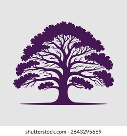 Beautiful tree silhouette vector illustration with detailed branches and foliage. Perfect for nature themes, eco designs, backgrounds, or decorative projects.