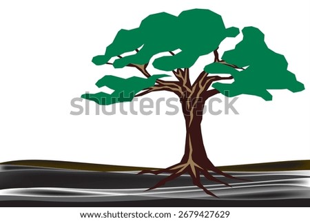 Beautiful tree silhouette vector white background. Incredibly Detailed Tree Silhouette.
