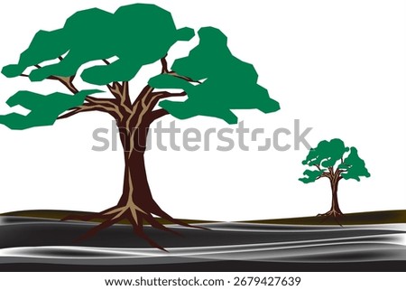 Beautiful tree silhouette vector white background. Incredibly Detailed Tree Silhouette.