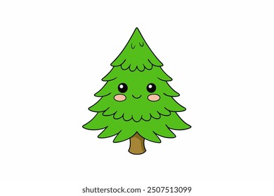 Un hermoso Arte vectorial de árbol en ilustración de fondo blanco.