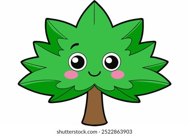Un hermoso Arte vectorial de árbol en ilustración de fondo blanco.