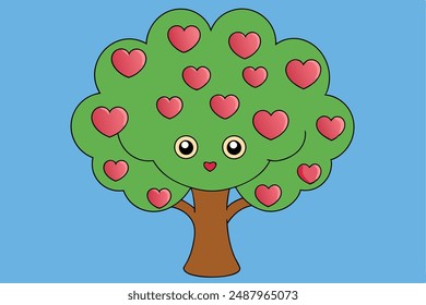 Hermosa Ilustración vectorial de árbol en dibujos animados, Clipart y diseño de arte de línea. Perfecto para uso digital