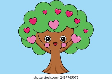 Beautiful tree vector illustration in cartoon, clipart, and line art design. Perfect for digital use