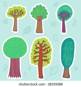 Beautiful trees set in vector