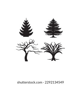 Beautiful trees silhouette vector art.