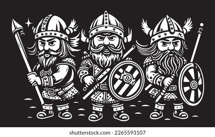 Beautiful and trendy black and white linocut art of a viking