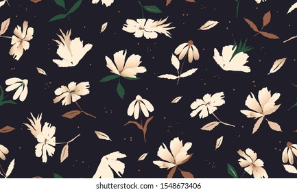 Beautiful trendy flower pattern. Small flowers. Fashionable template for design.