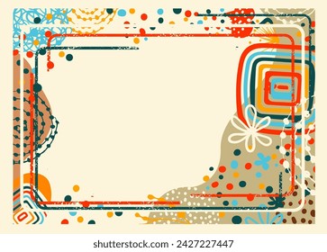 Beautiful trendy frame for text. hand drawing. Not AI, Vector illustration