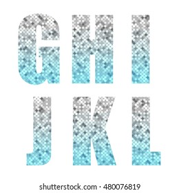 Beautiful trendy glitter alphabet letters with silver to turquoise ombre for your decoration