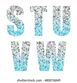 Beautiful trendy glitter alphabet letters with silver to turquoise ombre for your decoration