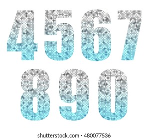 Beautiful trendy glitter numbers with silver to turquoise ombre for your decoration