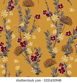 Beautiful and trendy hand drawing seamless pattern vintage hand drawing softy Blooming garden florals for textile decor and design. botanical wallpaper on stylish orange background. Beautiful and trendy hand drawing seamless pattern vintage hand drawing softy Blooming garden florals for textile decor and design. botanical wallpaper on stylish orange background.