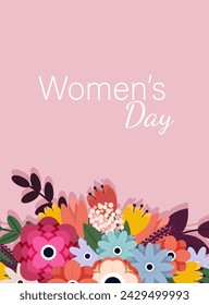 Beautiful trendy set of greeting card for 8 March. International Women's Day. Vector postcard or greeting card mockup in modern cartoon style